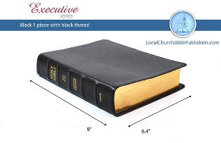 Mid-Size Text Wide Margin Center Column Reference KJV Bible (1 Piece Black Calfskin, Red Letter)