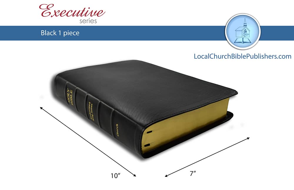 Mid-Size Large Print Center Column Reference KJV Bible (Black, 1 Piece Calfskin Leather, Red Letter)