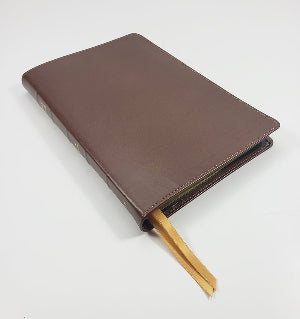 Thin Line KJV Text Bible (Brown Calfskin Leather, Red Letter)