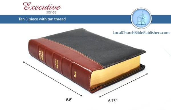 CLEARANCE - Mid-Size Notetakers' KJV Bible (Tan/Black, 3 Piece Calfskin Leather, Black Letter)