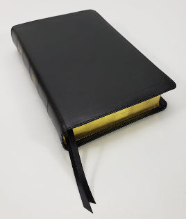 Hand Size KJV Text Bible (Black Calfskin Leather, Red Letter)