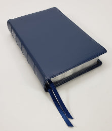 Hand Size KJV Text Bible (Blue Calfskin Leather, Red Letter)